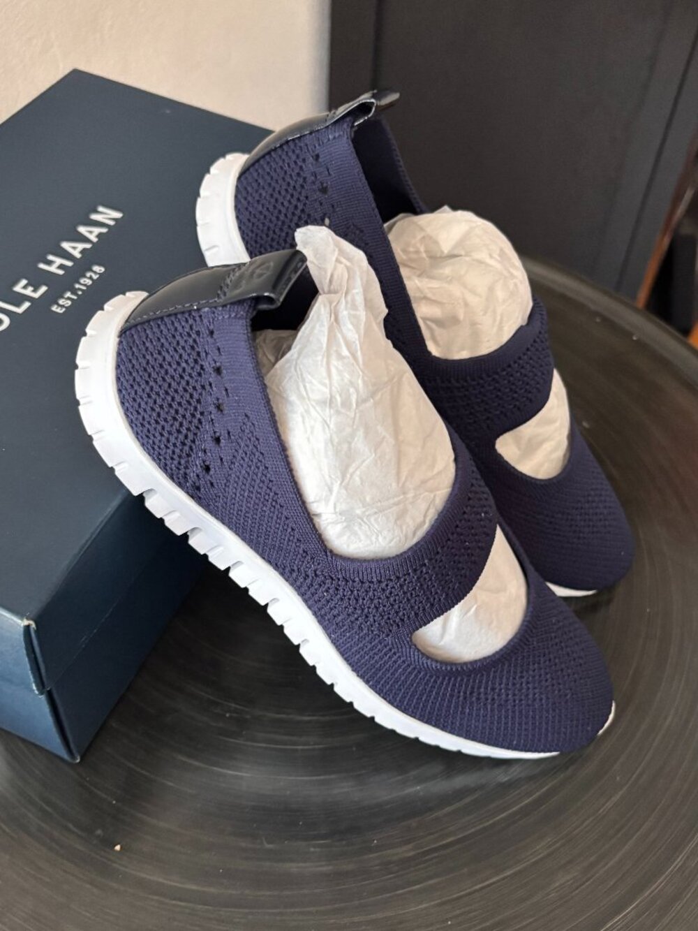 Cole Haan ZeroGrand Stitchlite Mary Jane Flats Marine Blue 6.5B New in Box